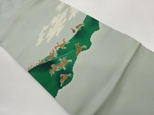 塩瀬丘に雲・鹿模様名古屋帯